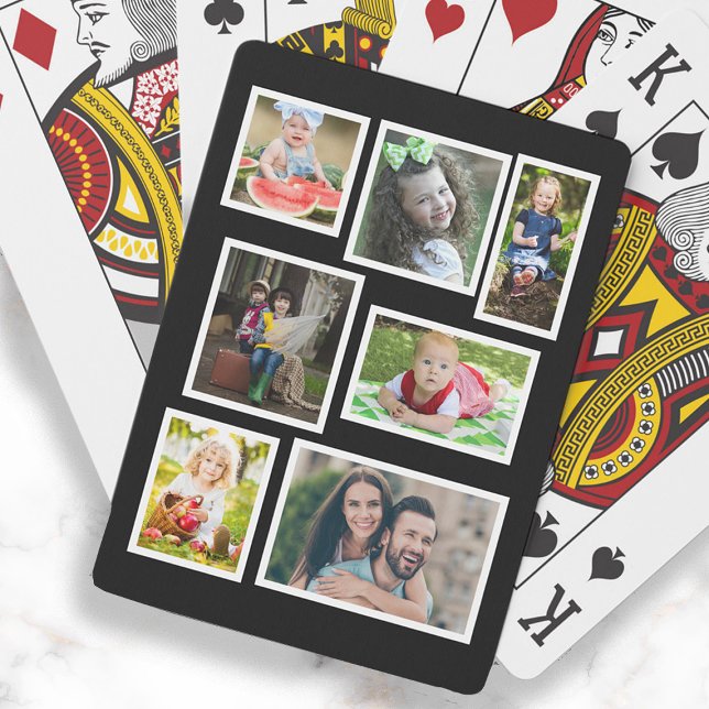 Jeu De Cartes 7 Collage de photos de famille Noir Choisissez vot (Black and white 7-photo playing cards)