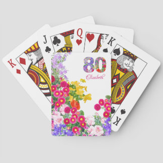 Jeu De Cartes 80e anniversaire bouquet de fleur bouquet jouant c
