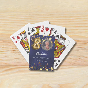 Jeu De Cartes 80e anniversaire marine bleu or étoiles photo