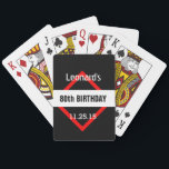 Jeu De Cartes 80th Birthday Black with Red Frame Custom A60<br><div class="desc">80th Birthday Black with Red Frame Custom A60. It's BIRTHDAY time... .Let's CELEBRATE! This classic and elegant geometric design with places to personalize with a name, and birthday year, and event date is a fun way to start the party! Click link to see more birthday t-shirts, mugs, magnets and more!...</div>