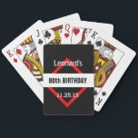 Jeu De Cartes 80th Birthday Black with Red Frame Custom A60<br><div class="desc">80th Birthday Black with Red Frame Custom A60. It's BIRTHDAY time... .Let's CELEBRATE! This classic and elegant geometric design with places to personalize with a name, and birthday year, and event date is a fun way to start the party! Click link to see more birthday t-shirts, mugs, magnets and more!...</div>