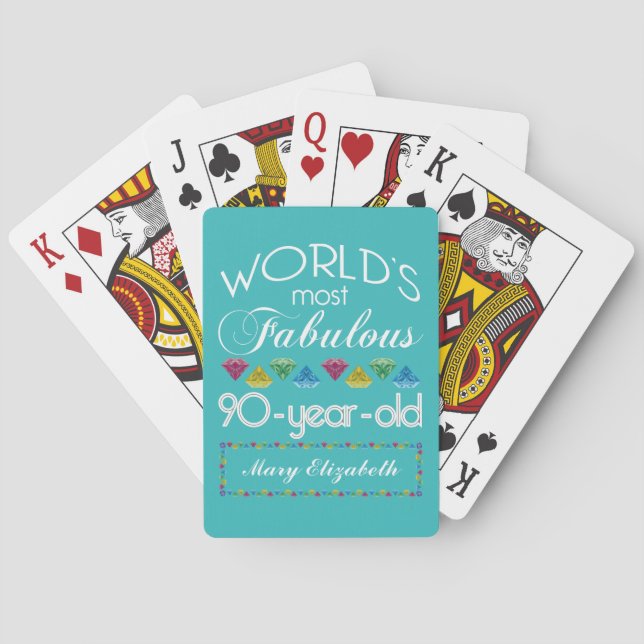 Jeu De Cartes 90e anniversaire le plus fabuleux Gem coloré Turqu (dos)