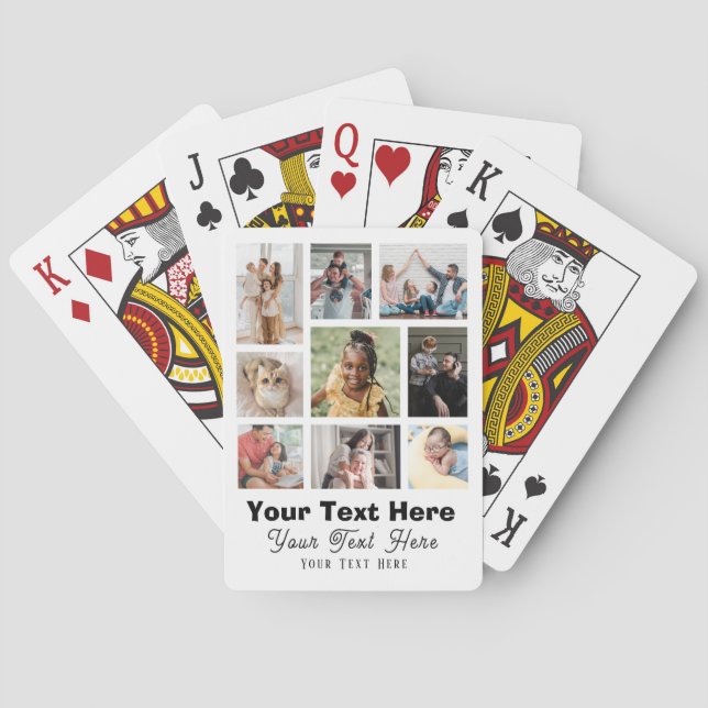 Jeu De Cartes 9 Collage photo avec texte de script noir et blanc (dos)