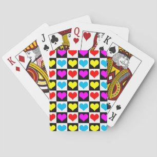 Jeu De Cartes à damiers Coeurs colorés Motif