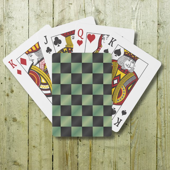 Jeu De Cartes À damiers moderne vert olive noir dégradé (Créateur téléchargé)