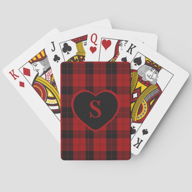 Jeu De Cartes à damiers Monogramme Noël Rouge Buffle Plaid (dos)