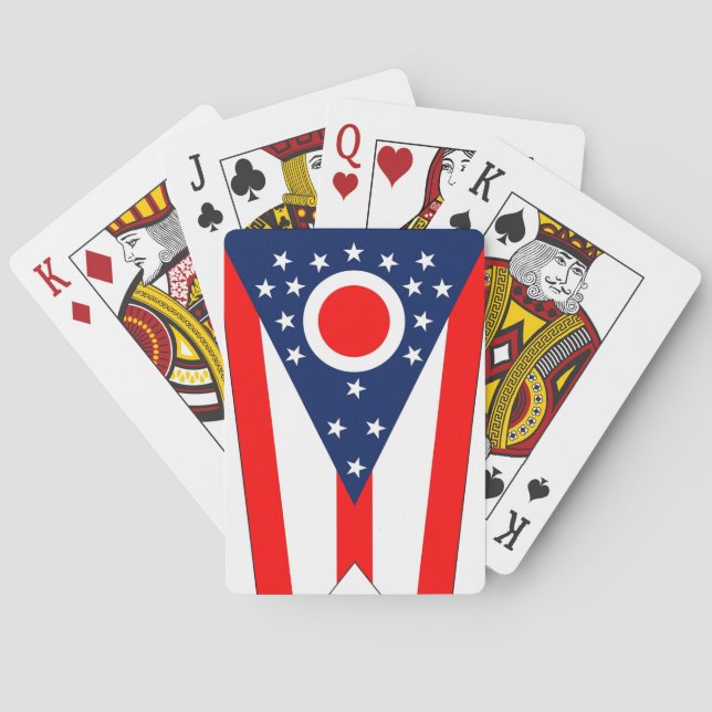 Jeu de cartes à jouer avec le drapeau de l'Ohio, É (dos)