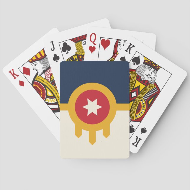 Jeu de cartes à jouer avec le drapeau de Tulsa, Oh (dos)