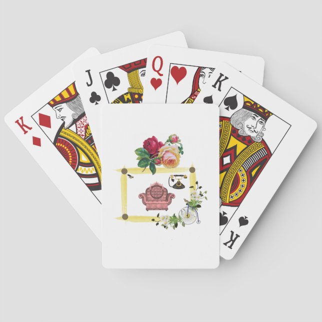Jeu de cartes à jouer floral (dos)
