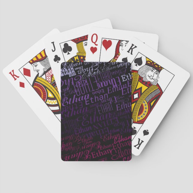 Jeu de Cartes à Jouer Noir avec Nom Répété  (dos)