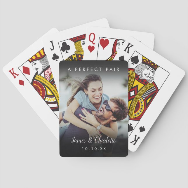 Jeu De Cartes A Perfect Pair Name Date Couple Photo (dos)