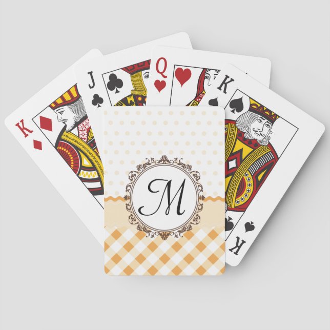 Jeu De Cartes À petits pois, contrôles et rayures oranges avec l (dos)