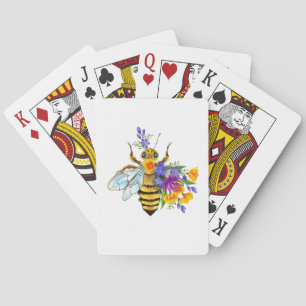 Jeu De Cartes Abeille à fleurs avec des plantes sauvages