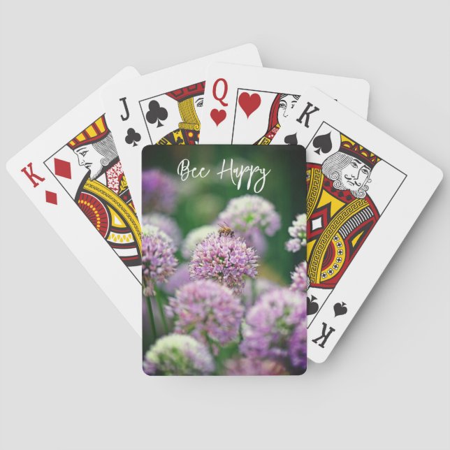 Jeu De Cartes Abeille heureux avec la purple Allium Motivational (dos)