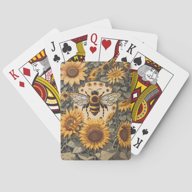 Jeu De Cartes Abeille vintage et tournesol (dos)