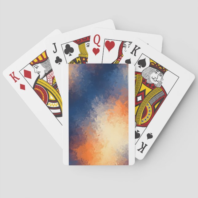 Jeu De Cartes Abstract Brushstrokes: Vibrant Blue & Orange. (dos)