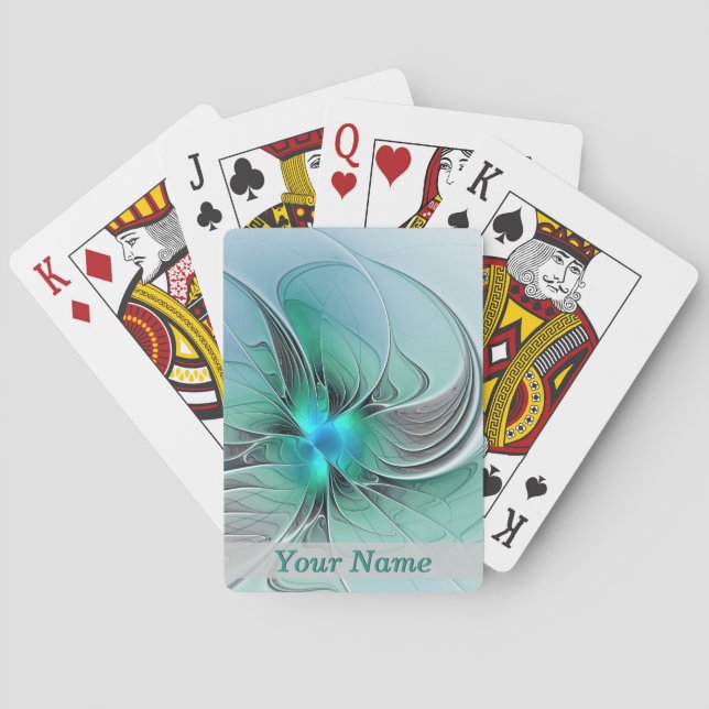 Jeu De Cartes Abstrait Avec Bleu, Moderne Fractal Art Nom (dos)