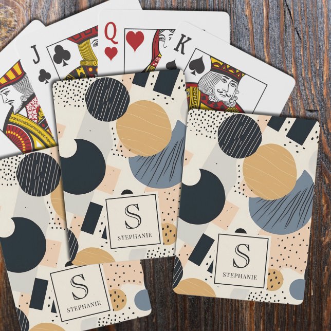Jeu De Cartes Abstrait Boho Terres Géométriques Formes Monogramm (Créateur téléchargé)