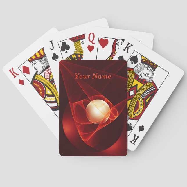 Jeu De Cartes Abstrait Crème rouge moderne Imaginaire Nom fracta (dos)