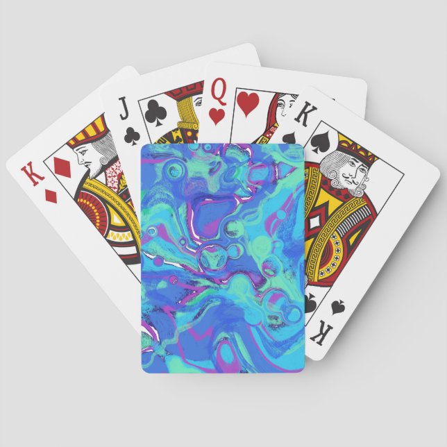 Jeu De Cartes Abstrait Dans Le Blues, Les Verts Et Les Purples (dos)