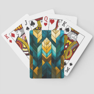 Jeu De Cartes Abstrait Géométrique Moderne Élégant Or Sarcelle