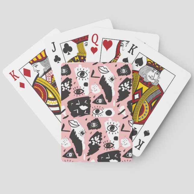 Jeu De Cartes Abstrait moderne Motif oeil et lèvres (dos)