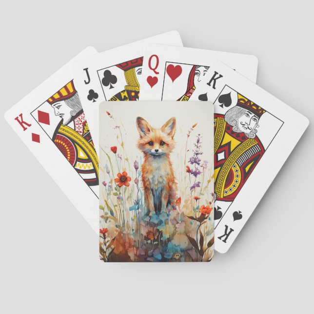 Jeu De Cartes Abstraite dame Foxy parmi les fleurs (dos)