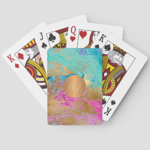 Jeu De Cartes Abstraite peinture acrylique cuivre or monogrammed