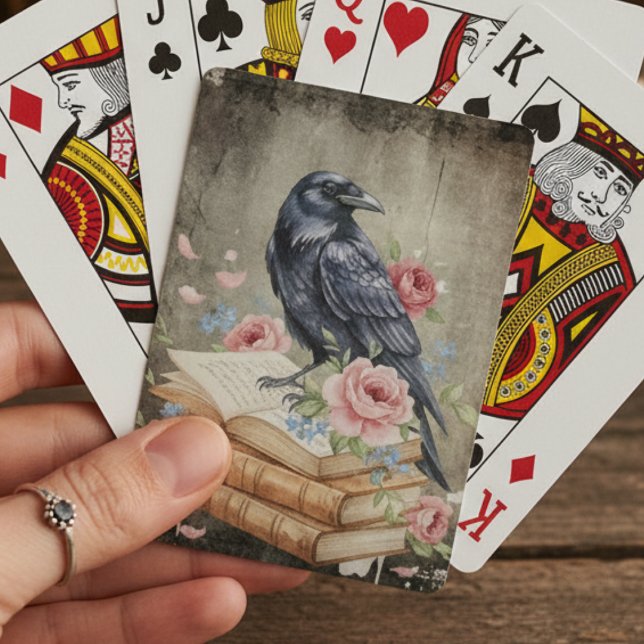 Jeu De Cartes Academia sombre corbeau gothique (Dark Academia Raven, Books and Roses playing cards
)