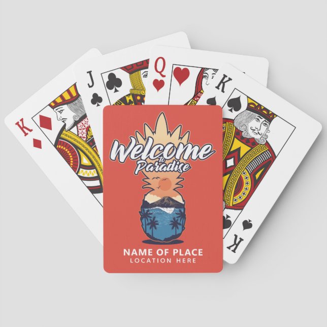 Jeu De Cartes Accueil ananas texte personnalisé lecture de carte (dos)