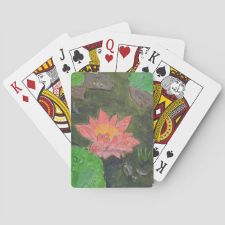 Jeu De Cartes Acrylique sur toile, fleur de nénuphar rose