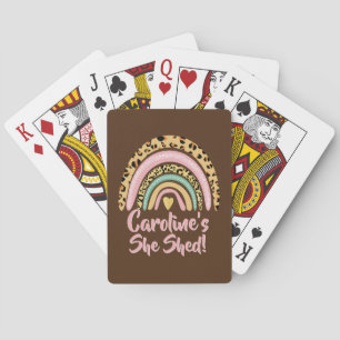 Jeu De Cartes Add Name She Shed Leopard Print Pink Rainbow Heart