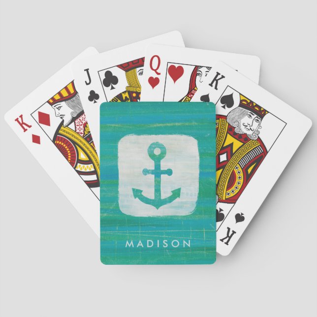 Jeu De Cartes Add Your | Coastal art | Aqua Anchor (dos)