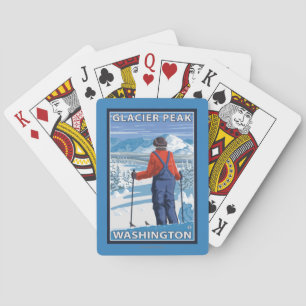 Jeu De Cartes Admirer de skieur - crête de glacier, Washington