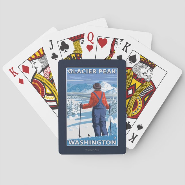 Jeu De Cartes Admirer de skieur - crête de glacier, Washington (dos)