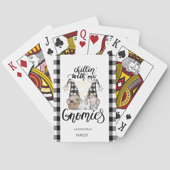 Jeu De Cartes Adorable mignonne Gnomes Black Buffalo Plaid (dos)