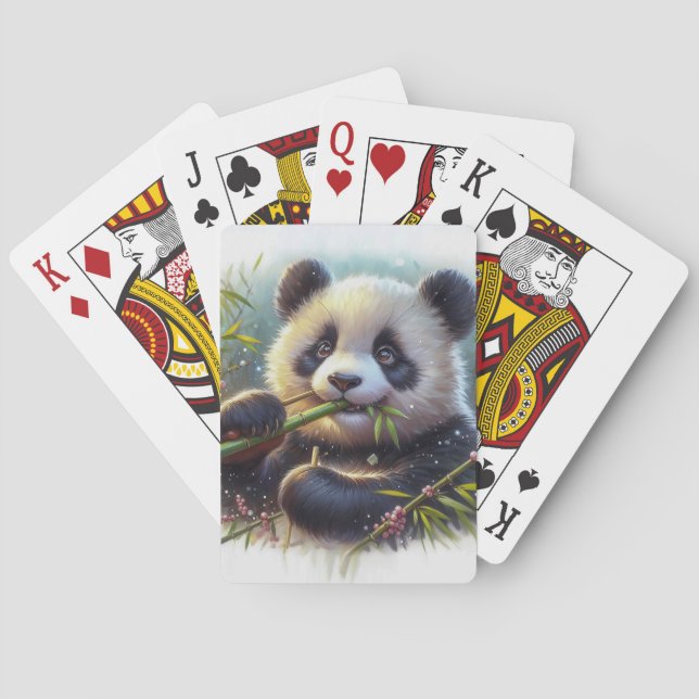Jeu De Cartes Adorable Ours De Panda Mangeant Bambou (dos)