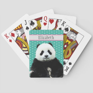 Jeu De Cartes Adorable Panda Ours Nom Turquoise Animal de l'enfa