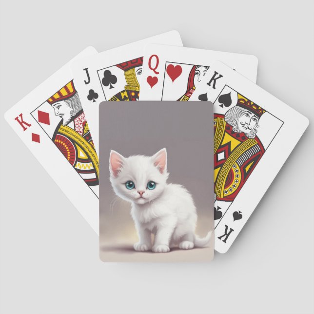 Jeu De Cartes Adorable petit chaton blanc (dos)