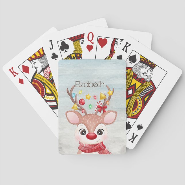 Jeu De Cartes Adorable renne de Noël (dos)