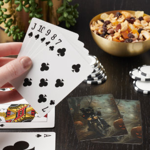 Jeu De Cartes Affenpinscher à moto Halloween effrayant