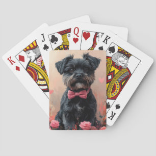 Jeu De Cartes Affenpinscher avec des roses - Saint-Valentin