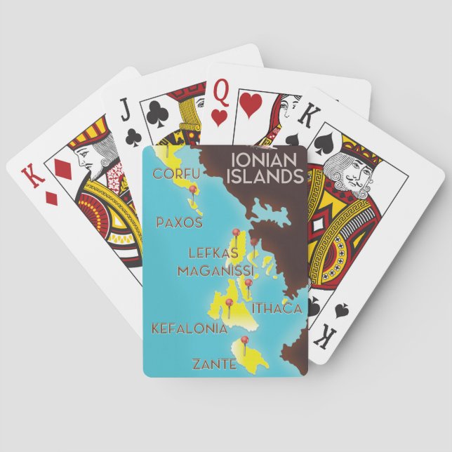 Jeu De Cartes Affiche de carte des îles Ioniennes. (dos)