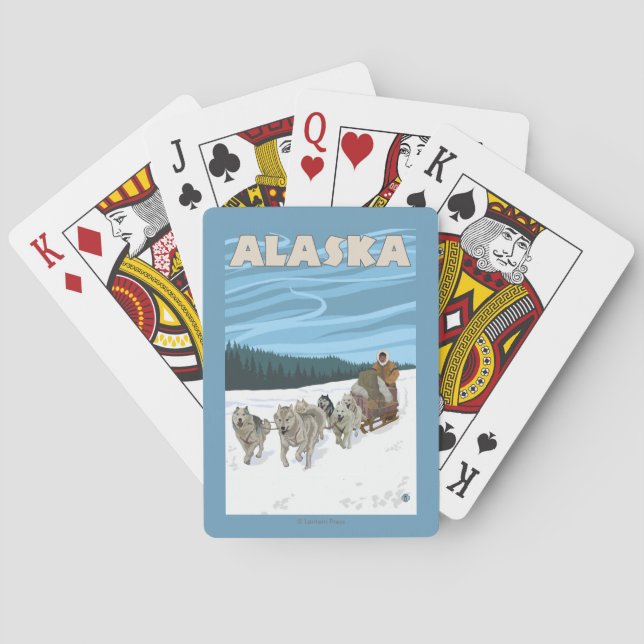 Jeu De Cartes Affiche de Vintage voyage d'AlaskaDogsledding (dos)