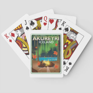 Jeu De Cartes Affiche de voyage à Akureyri Islande
