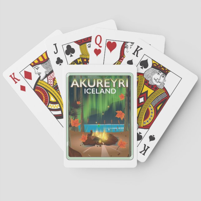 Jeu De Cartes Affiche de voyage à Akureyri Islande (dos)