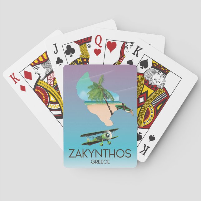 Jeu De Cartes Affiche de voyage carte de Zakynthos Grèce (dos)