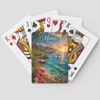Jeu De Cartes Affiche de voyage de la côte tropicale de Maui Haw