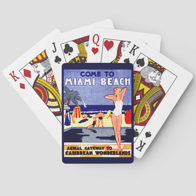 Jeu De Cartes Affiche de voyage de Miami Beach 1925 (dos)