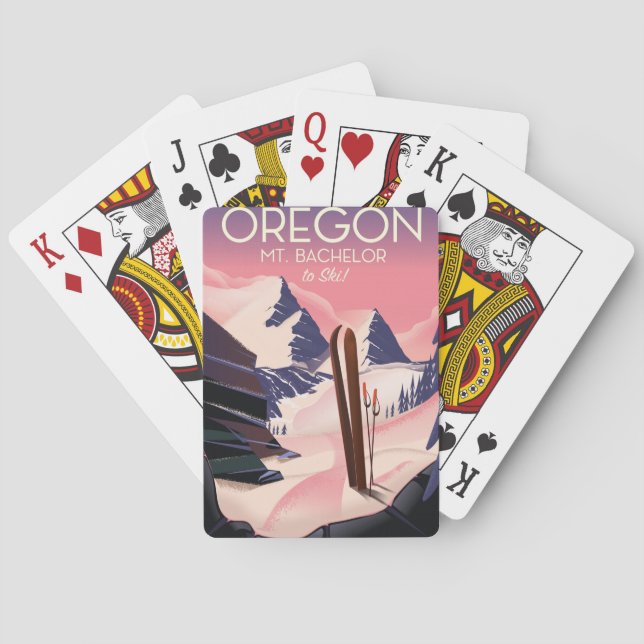 Jeu De Cartes Affiche de voyage de ski Mt.Bachelor Oregon (dos)